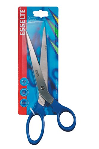 Esselte 82123 - Tijeras premium, Para diestros y zurdos, Mango ergonómico, Largo 23 cm, Azul