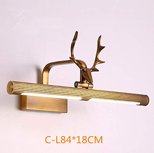 Estilo Americano Loft Art Deer Head Baño Led Espejo Lámpara Impermeable Retro Bronce Hotel Mesita De Noche Led Luces De Pared Al