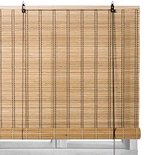 Estor Enrollable Beige de bambú rústico de 180x90 cm - LOLAhome