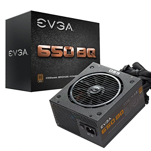 EVGA 650 BQ, 80+ Bronze 650W, Semi Modular, Incluye autoprobador de Encendido, Fuente de alimentación 110-BQ-0650-V2