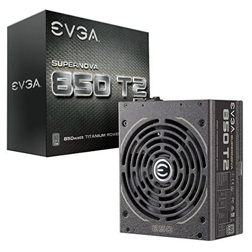 EVGA Supernova 850 T2, 80+ Titanio 850W, Completamente Modular, Modo EVGA Eco, Incluye Encendido automático del autoprobador, Fuente de alimentación 220-T2-0850-X2