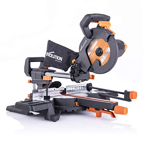 Evolution Power Tools - R210SMS-300+ Ingletadora deslizante multimaterial de 210 mm (230 V), con paquete plus