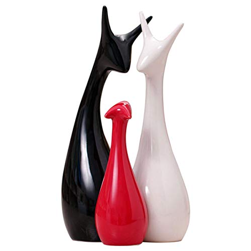 ExcLent 3 Unids/Set Figuras De Cerámica Familia De Cerámica Decoraciones De Porcelana Negro/Blanco/Rojo