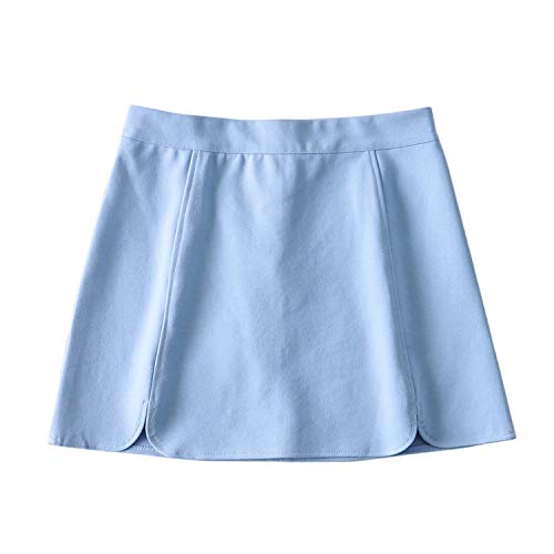 Falda Corta de pétalos de Cintura Alta Verano Femenino Sexy Verano Femenino piernas divididas Falda Larga de Cadera-Azul Claro-L