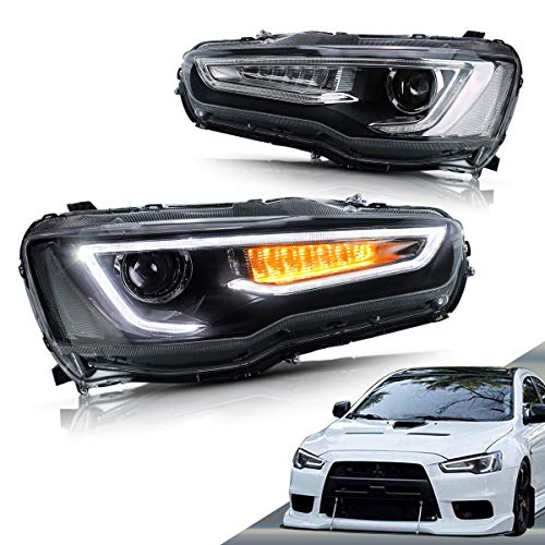 Faros delanteros LED DRL para Lancer EVO X MK VIII Saloon Hatchback 2008-2018 con indicador secuencial un par