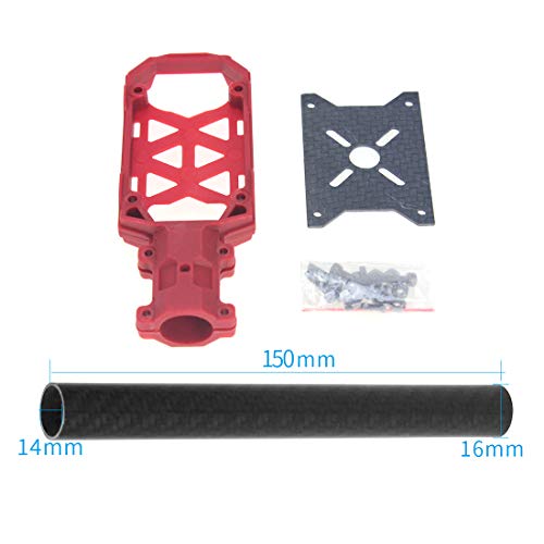 FEICHAO 16MM * 14MM * 150MM Tubo de Fibra de Carbono 3K con Abrazadera de 16 mm Soporte de Placa de Montaje del Motor para Aviones de 4 Ejes RC Hexacóptero RC Drone de helicóptero (Red)