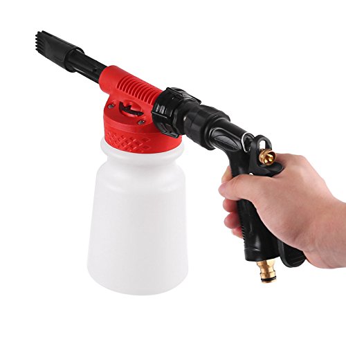 FORNORM Professional Car Washing Snow Foam Cannon con Heavy Duty Bottle 900ml, Alta presión Ajustable Snow Foamer Lance Car Wash Gun