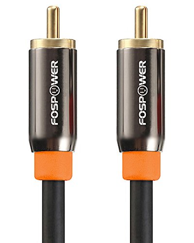 FosPower Cable de Audio RCA (3,0m/10ft) RCA Macho a RCA Macho [24K Oro Chapado Conectores] Premium S/PDIF Digital Audio Coax Cable