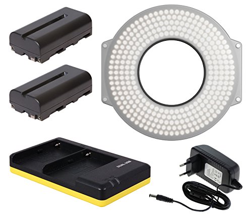 F&V HDR-300 SE LED Ring Light + Power Supply + 2X NP-F550 Batteries + USB Dual Charger Travel