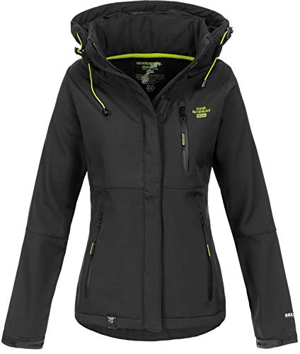 Geographical Norway Touna B - Chaqueta de tejido softshell con capucha para mujer Negro
 L