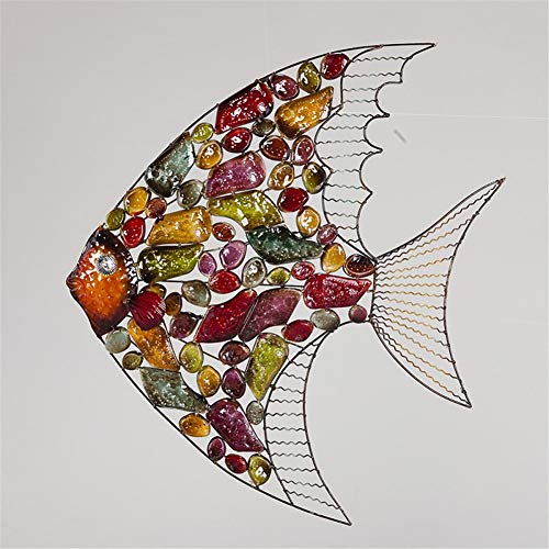 GJJRC AdornosArte De La Pared del Metal De Pescado, Multicolor Montado En La Pared De Pescado Escultura De Pared Tridimensional Home Cafe Decoración del Jardín Oficina,M*1pcs