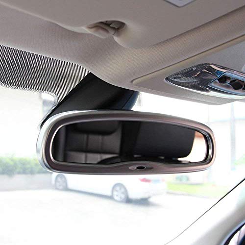 GJJSZ Compatible con Freelander 2 2007-2015 ABS Cromo Interior Espejo retrovisor Cubierta del Marco Recorte Tiras Redondas Decorativas Plata Mate