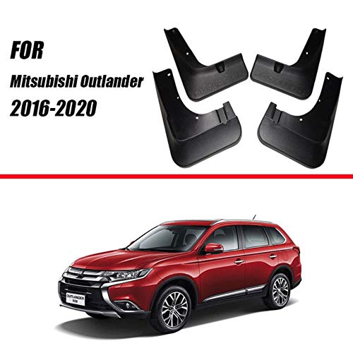 GLFDYC 4Pcs Guardabarros Coche Negros, para Mitsubishi Outlander 2016-2020 Delantera Trasera Mud Flap con Clavos de Tornillo, Protección contra Salpicaduras FaldóN Aletas Splash Fender