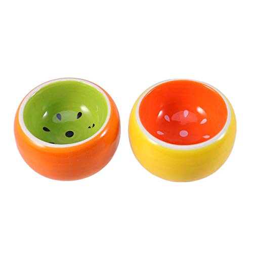 GLX Pequeños Cuencos De Cerámica - Juego De 2 Tazones para La Alimentación Y Agua para Hamsters - Bowl por Conejillo De Indias, Hámster, Rata, Chinchilla, Tazón De Hámster Sirio para El Erizo,2 pcs