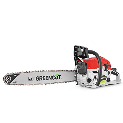 GREENCUT GS680X - Motosierra de gasolina con motor de 2 tiempos 68cc y 3,9cv con espada de 22'', Arranque Easy-Start, Sistema Anti-Vibración, Tecnología TRU-SHARP