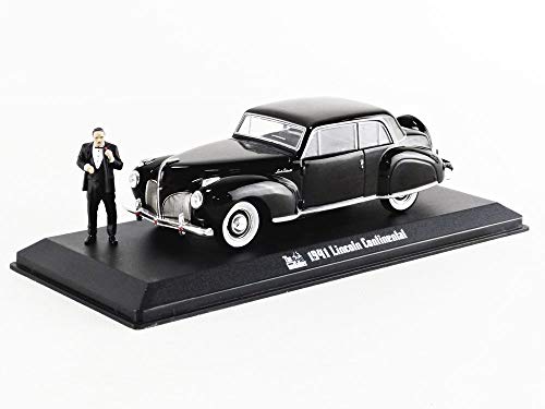 Greenlight - 86552 - Modelo DieCast El Padrino 1941 Lincoln Continental y Figura Don Vito Corleone 4cm Original Godfather - Negro - Escala 1/43 12cm