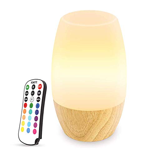 Haodou Luz de Nocturna LED, Luz de noche colorida cilíndrica elíptica,Lámpara de Mesita de Noche Inteligente, Control Tactil, Regulable, USB Recargable, Portátil, Cambio de Color para Niños