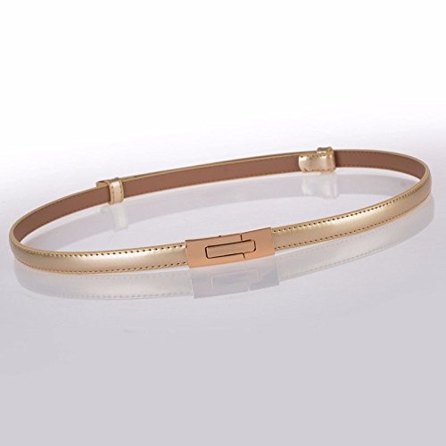 HAPPY-BELT Cinturón Decorativo de Moda Boutique Correa Correa Mujer Slim fit Vestidos de Cuero de la Cintura Casual la Cadena Four Seasons Disponible,One-Size, Oro