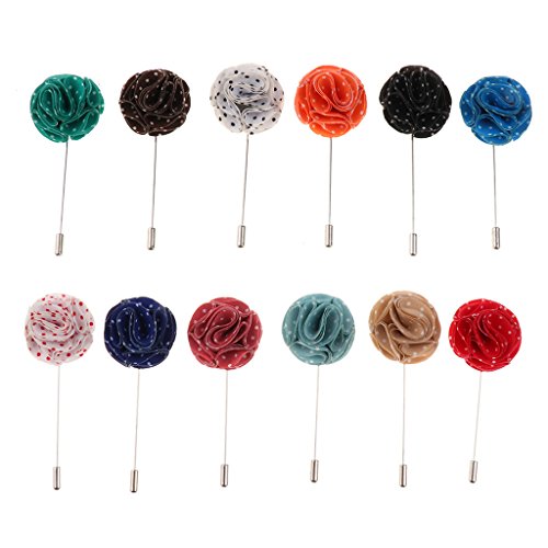 Harilla 12pcs Nuevos Hombres Flor Solapa Flor En El Ojal Palo Broche Pin Traje Accesorios - Multicolor 2, Individual