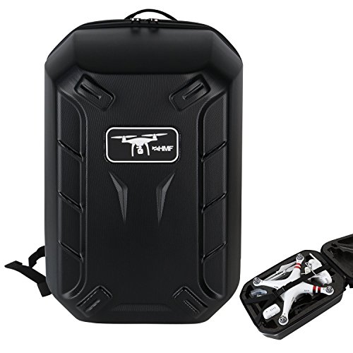 HMF 18608-02 Mochila Hardshell, Maletín de Transporte para dji Phantom 2 y 3 Standard, Professional, Advanced Dron, 42 x 39 x 28 cm, Negro