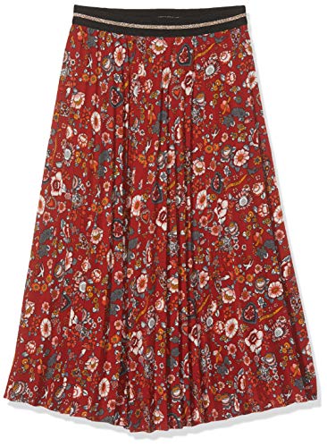 IKKS Junior Jupe Longue Plissee Imprimee Fleurs Falda, Rojo (Rouge Foncé Imprimé 37), 4 años (Talla del Fabricante: 4A) para Niñas