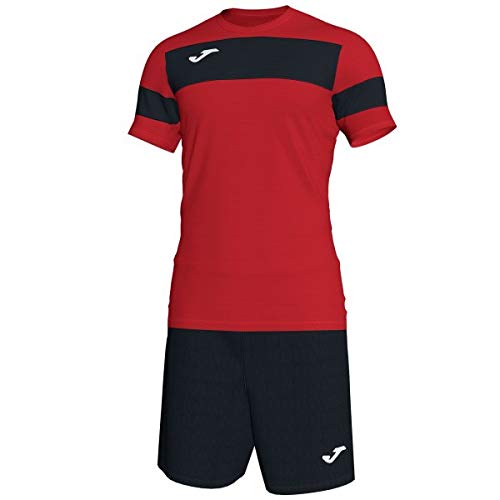 Joma Academy II Set Equipacion M/Corta, Hombre, Rojo/Negro, XL