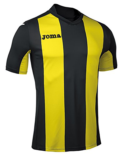 Joma Pisa Camiseta de Juego Manga Corta, Hombre, Negro/Amarillo, XL