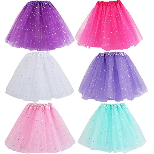 Kilofly - Juego de 6 niñas tutú de Ballet para niños cumpleaños Princesa Fiesta Vestido Falda Set, set6 B