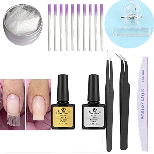 Kit de gel de extensión de fibra de vidrio, Anself Nail Nails Herramienta de salón de uñas de acrílico de vidrio Kit de gel de uñas de extensión de fibra de vidrio Base Coat Gel Nail Polish UV（#3）