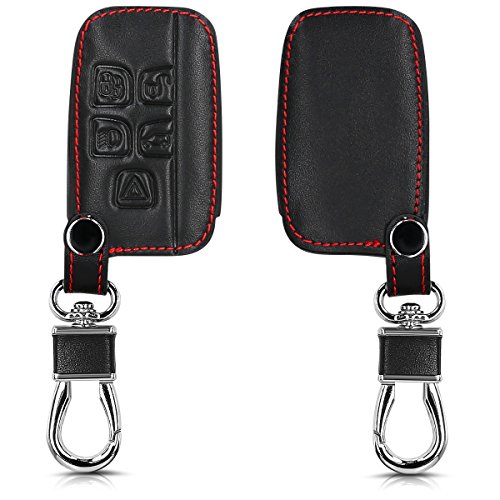 kwmobile Funda Compatible con Llave con Control Remoto de 5 Botones para Coche Land Rover Jaguar - Cubierta de Cuero sintético - Case para Mando de Auto en Negro