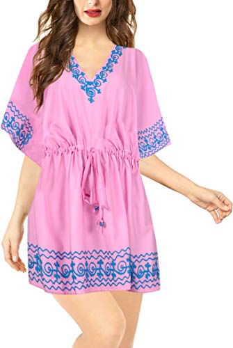 LA LEELA Playa Kimono Chaqueta de Punto Traje de baño Traje de baño Bikini Encubrir Blusa Rosa 2