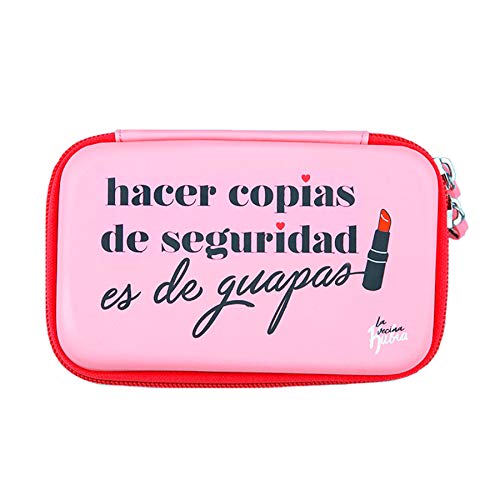 La Vecina Rubia Funda Rígida de Disco Duro de 2.5'' Pulgadas - Diseño Hacer Copias de Seguridad es de Guapas de Color Rosa