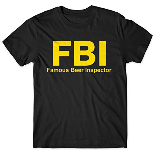 LaMAGLIERIA Camiseta Hombre F.B.I. Famous Beer Inspector - t-Shirt Divertida 100% algodón, M, Negro