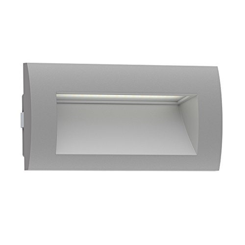 ledscom.de LED lámpara empotrable en la Pared Zibal para el Exterior, Gris, Blanca cálida, 140x70mm