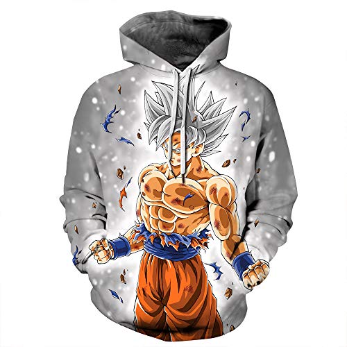 Leezeshaw - Sudadera unisex con capucha y diseño de Dragon Ball Z Goku 3D con estampado de anime japonés con bolsillo canguro Goku 2 Small/Medium