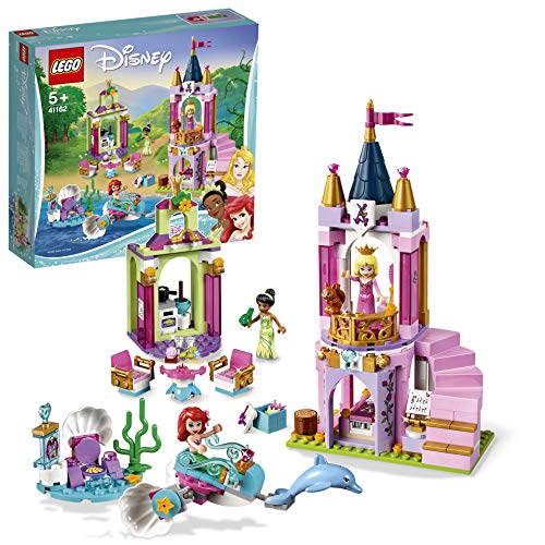 LEGO Disney Princess - Celebración Real de Ariel, Aurora y Tiana, castillo de princesa para construir (41162)