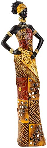 Lifestyle & More Escultura Moderna Deco Figura Mujer Mujer Africana de pie con Ropa Colorida Altura 35 cm