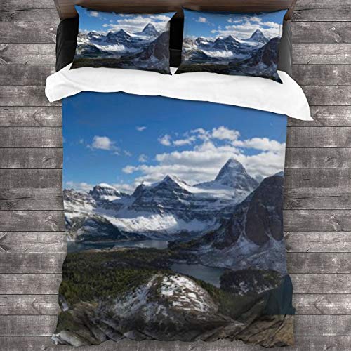 LINARUBE Juego de Ropa de Cama-Hermosa Vista a la montaña con estación de esquí,Juego de Funda Nórdica y 2 Funda de Almohada(Single 135x210cm)