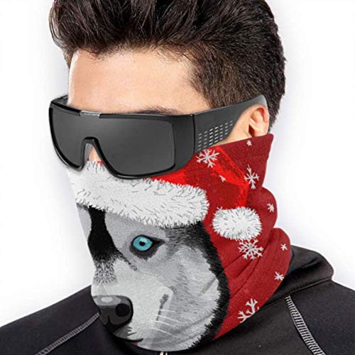 LONGYUU Husky Feliz Navidad Feliz Año Nuevo Mascarilla Juvenil Bandana Polvo Mascarilla Solar Bandana Mascarilla Multifunción para Invierno Clima Frío Mantener Caliente para Hombres Mujeres