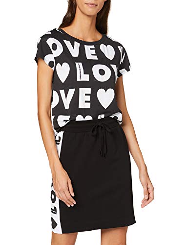 Love Moschino Skirt_Love Print B-Sides Tape Falda, (Black C74), 44 (Talla del Fabricante: 46) para Mujer