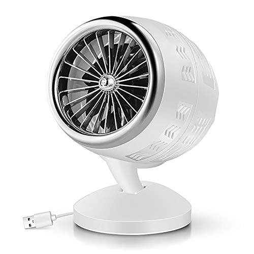 LVHC Mini Ventilador USB, Ventilador de Escritorio Giratorio de 360 ​​°, Ventilador silencioso USB, 2 Tipos de Velocidad Ajustable para el hogar, la Oficina con Fuente de alimentación USB,Blanco