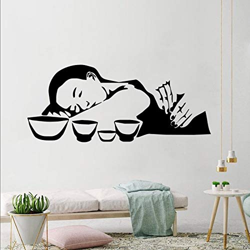 Masaje tailandés Tatuajes de Pared Chica salón de Belleza Vinilo Adhesivo SPA Interior decoración de la habitación diseño Moda Relax Arte 57cmX24cm