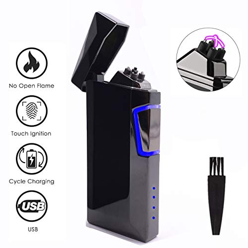 Mechero Eléctrico,Encendedor Electrico USB Recargable Encendedor Indicador de Batería Pantalla Táctil Mechero Electric sin Llama,Silencio,Anti-Fueg/Viento,para Cigarrillos,Velas,al aire libre,cocina