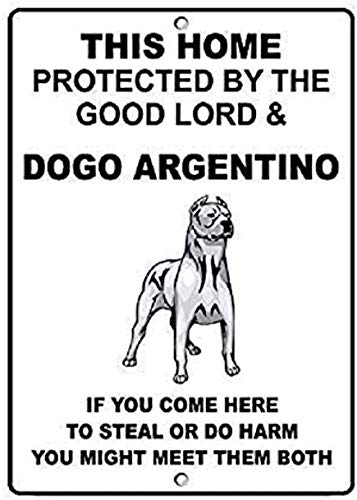 Mengliangpu8190 - Señal de aluminio con texto en inglés "Dogo Argentino Dog Home Protected by Good Lord para decoración de casas peligrosas, patio, advertencia, cartel de metal divertido