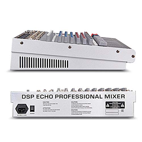 Mezclador de Potencia Estéreo Mezclador de potencia profesional 6/8/12 Canal Etapa Ingeniero de sonido Preamplificador Ecualizador de 7 bandas 16 tipos de efectos preestablecidos DSP Mostrar mezclador