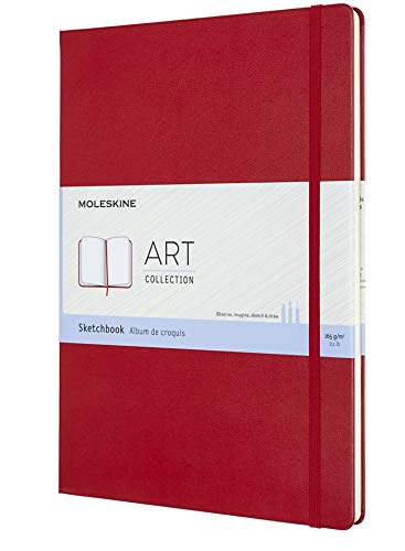 Moleskine - Art Collection Sketchbook, Álbum para Bocetos, Tapa Dura, Papel Adecuado para Bolígrafos, Lápices y Pasteles, Color Rojo Escarlata, Tamaño A4 21 x 29,7 cm, 96 Páginas (COLLECTION ART)