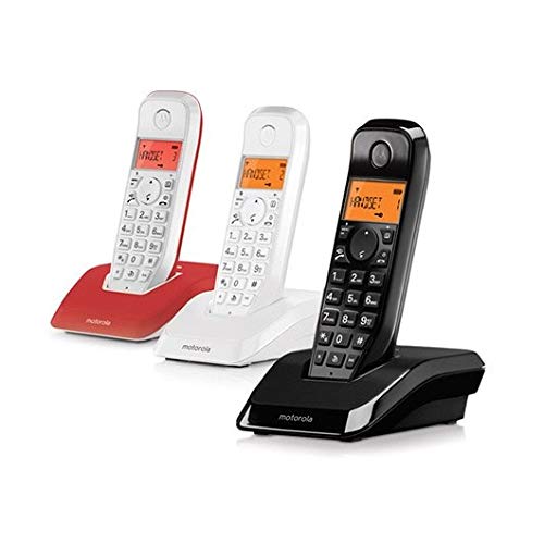 Motorola S12 Trio - Teléfono Fijo, Color Blanco, Negro y Rojo