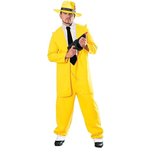 MyPartyShirt - Traje Amarillo, disfraz para adulto de «La máscara» de Jim Carrey/Dick Tracy