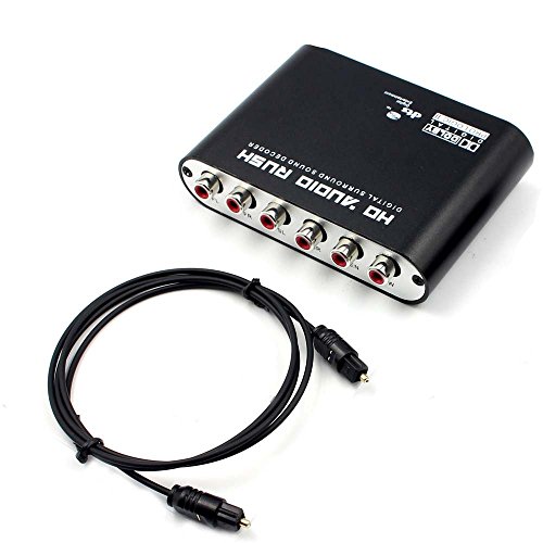 Nadalan 5.1 canales convertidor de audio convertidor de sonido SPDIF RCA Dolby AC3 / DTS entrada óptica coaxial + adaptador de corriente