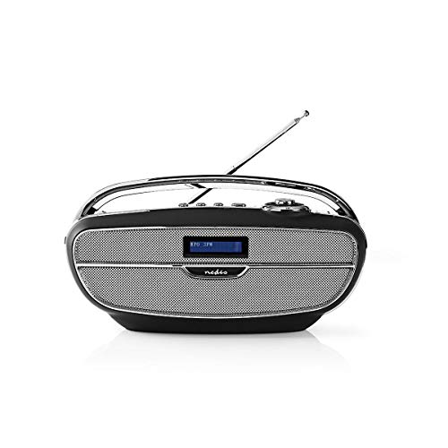 Nedis - Radio Dab+ Digital - FM - 60 W - Bluetooth® - Diseño Compacto y Retro - Negra/Plata